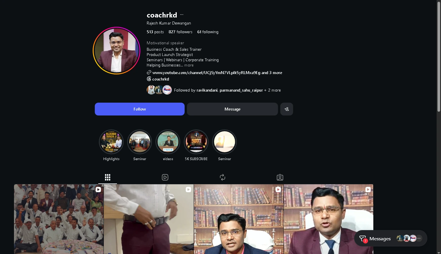 CoachRKD Instagram Profile