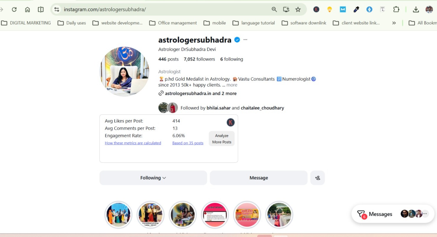 Dr. Subhadra Devi Instagram Profile
