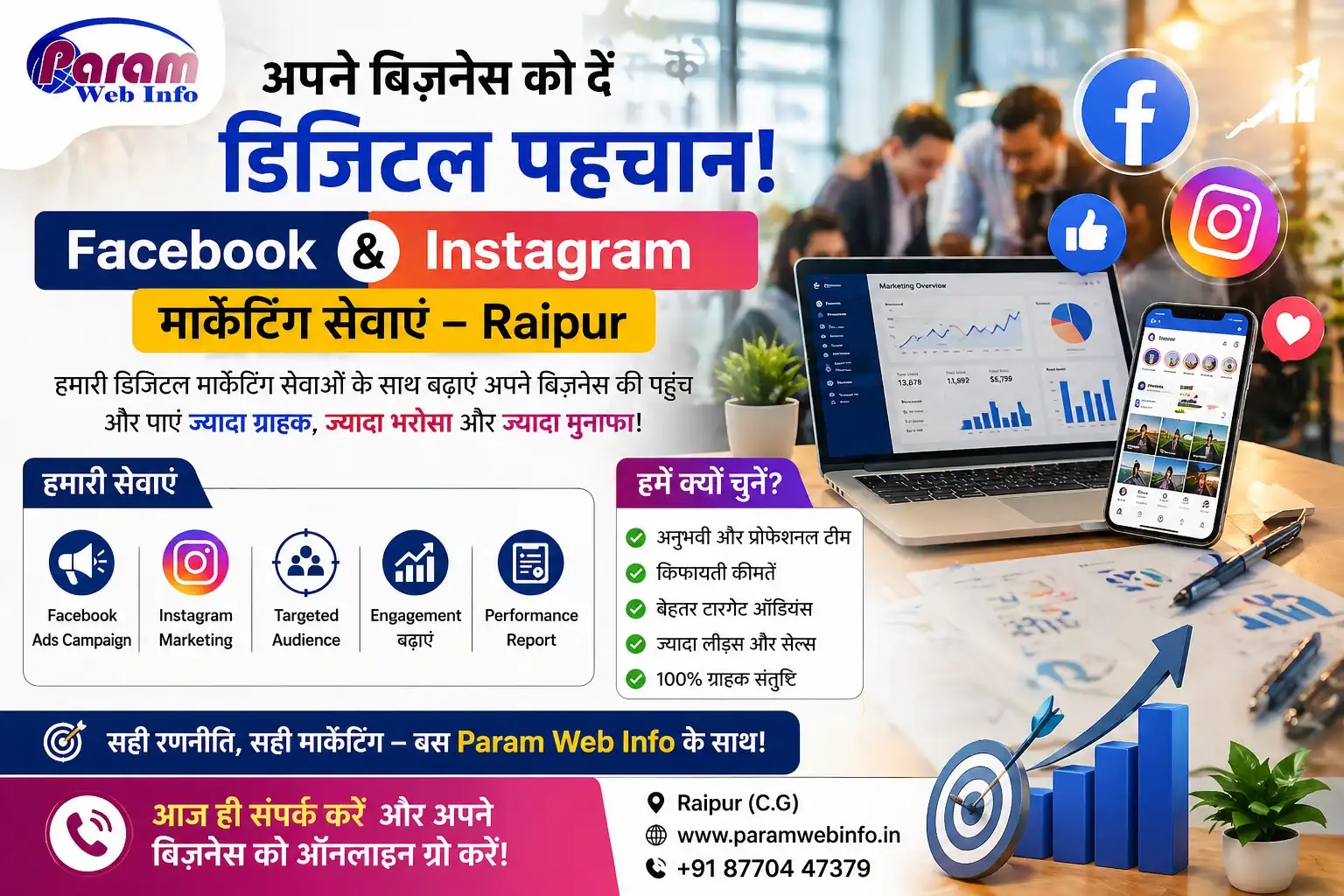 Top Facebook and Instagram Marketing Services in Raipur with Paramwebinfo