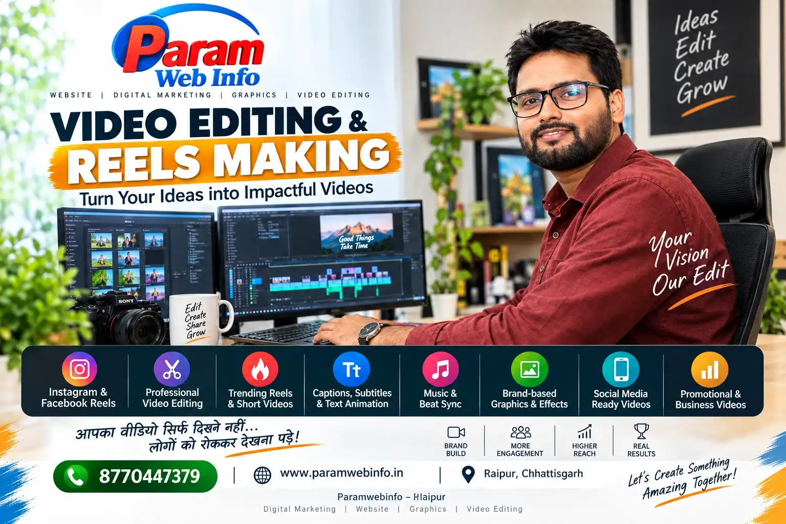Video Editing and Reels Making Services in Raipur by Paramwebinfo