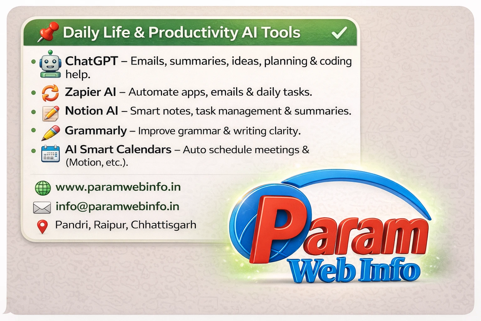 Best AI Productivity Tools in Raipur with Paramwebinfo